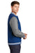 Sport-Tek ST270 Mens Snap Down Fleece Letterman Jacket True Royal Blue/Heather Vintage Grey/White Model Side