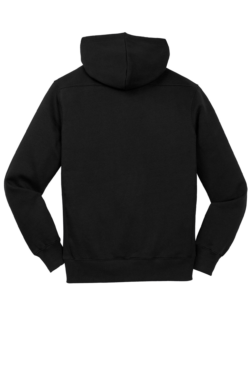 Sport-Tek ST271 Mens Lace Up Fleece Hooded Sweatshirt Hoodie w/ Pouch Pocket Black Flat Back