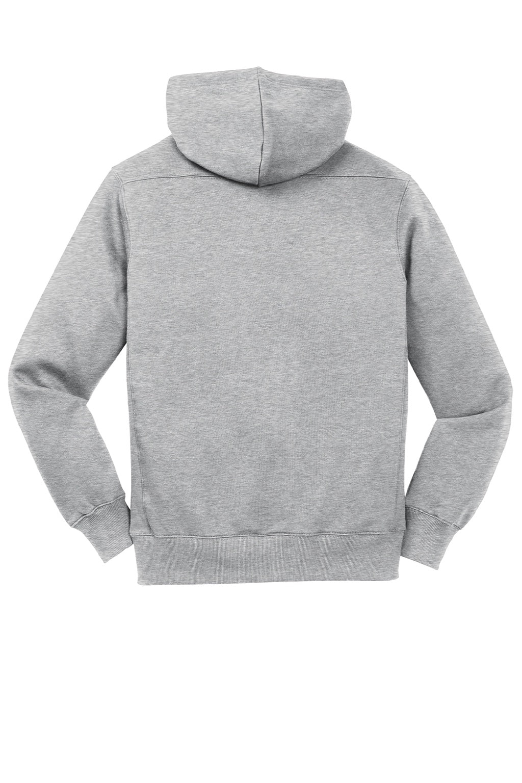 Sport-Tek ST271 Mens Lace Up Fleece Hooded Sweatshirt Hoodie w/ Pouch Pocket Heather Grey Flat Back