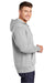 Sport-Tek ST271 Mens Lace Up Fleece Hooded Sweatshirt Hoodie w/ Pouch Pocket Heather Grey Model Side