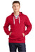 Sport-Tek ST271 Mens Lace Up Fleece Hooded Sweatshirt Hoodie w/ Pouch Pocket Deep Red Model Front