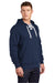 Sport-Tek ST271 Mens Lace Up Fleece Hooded Sweatshirt Hoodie w/ Pouch Pocket True Navy Blue Model 3q