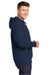 Sport-Tek ST271 Mens Lace Up Fleece Hooded Sweatshirt Hoodie w/ Pouch Pocket True Navy Blue Model Side
