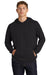 Sport-Tek ST272 Mens French Terry Hooded Sweatshirt Hoodie w/ Pouch Pocket Black Model Front