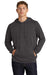 Sport-Tek ST272 Mens French Terry Hooded Sweatshirt Hoodie w/ Pouch Pocket Heather Black Model Front