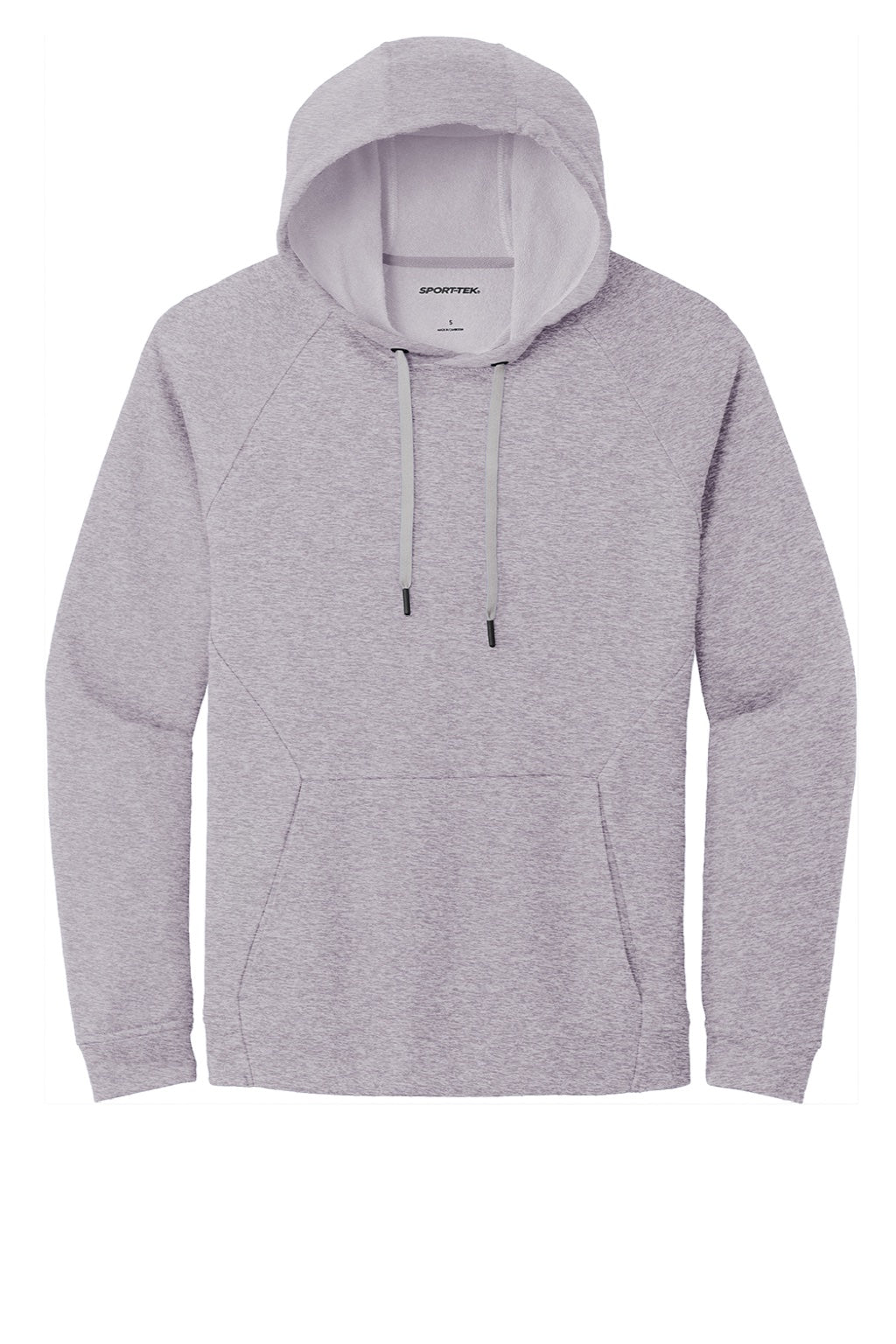 Sport-Tek ST272 Mens French Terry Hooded Sweatshirt Hoodie w/ Pouch Pocket Heather Grey Flat Front