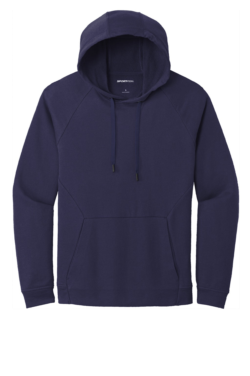 Sport-Tek ST272 Mens French Terry Hooded Sweatshirt Hoodie w/ Pouch Pocket True Navy Blue Flat Front