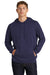 Sport-Tek ST272 Mens French Terry Hooded Sweatshirt Hoodie w/ Pouch Pocket True Navy Blue Model Front