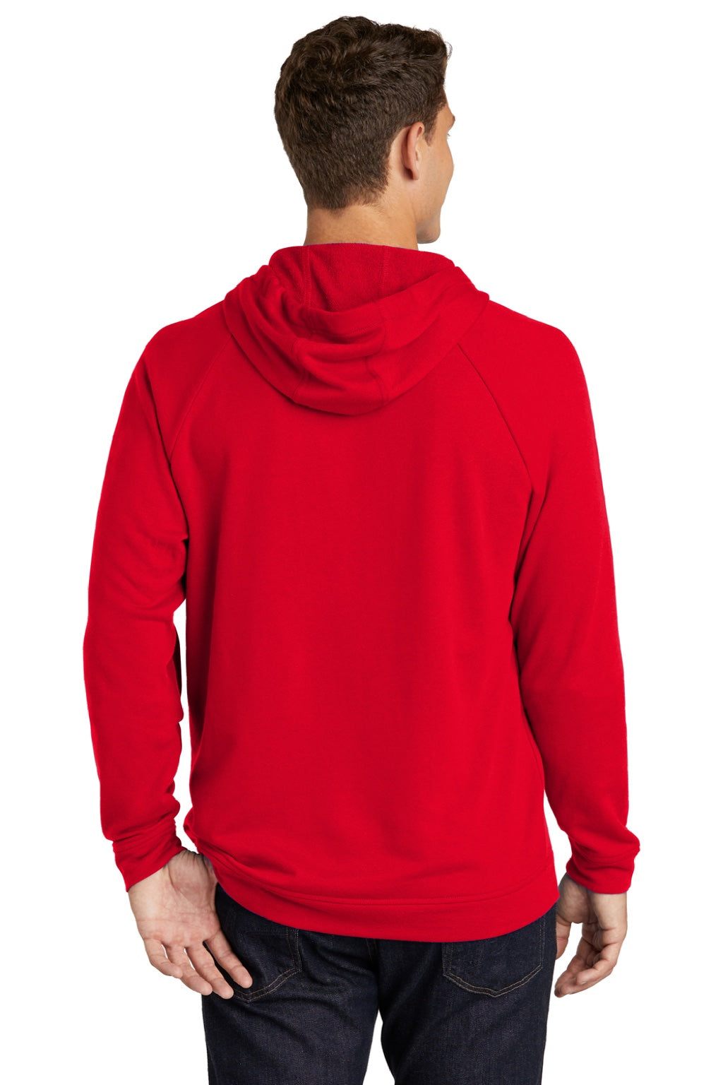 Sport-Tek ST272 Mens French Terry Hooded Sweatshirt Hoodie w/ Pouch Pocket True Red Model Back