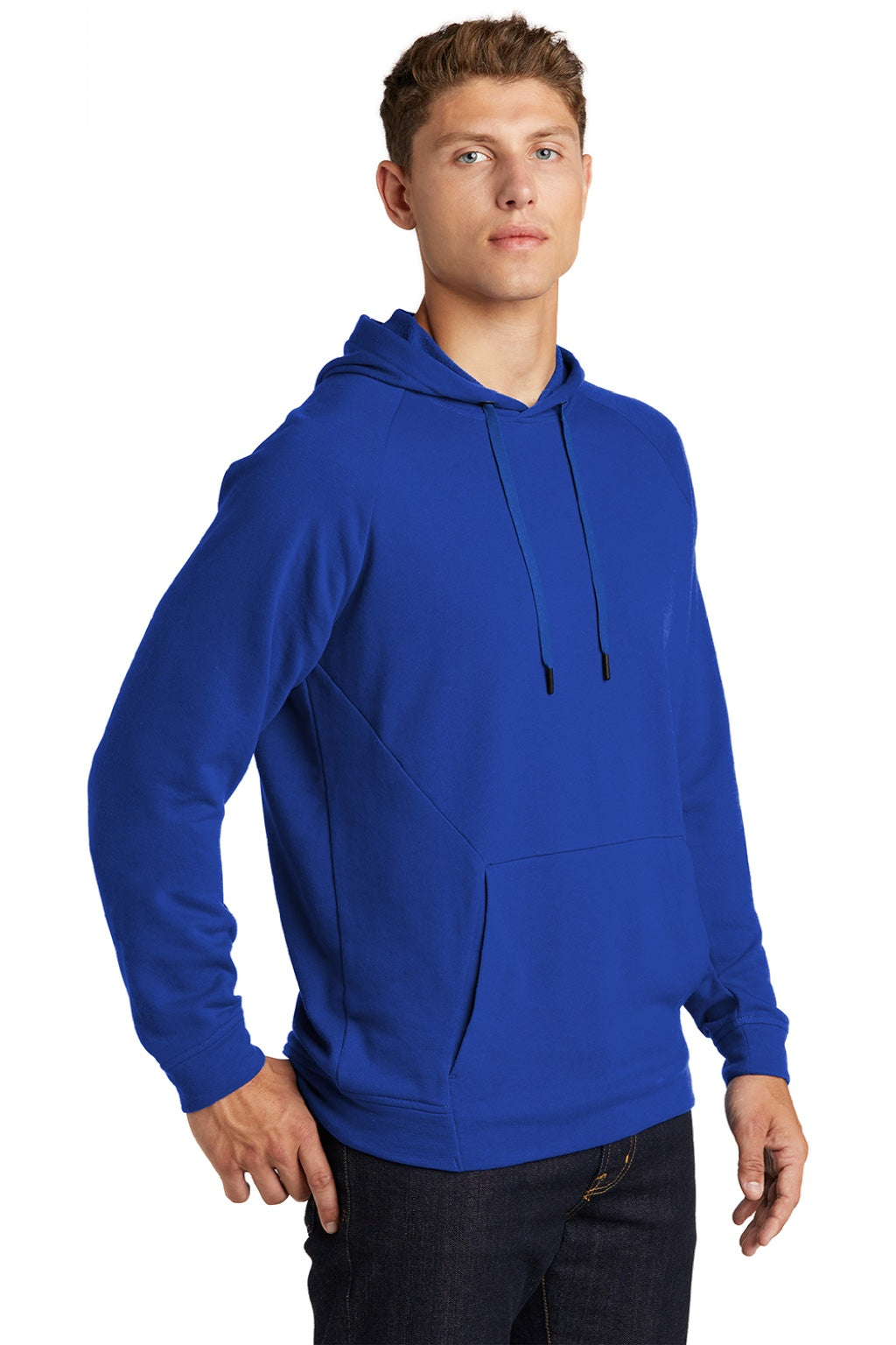 Sport-Tek ST272 Mens French Terry Hooded Sweatshirt Hoodie w/ Pouch Pocket True Royal Blue Model 3q