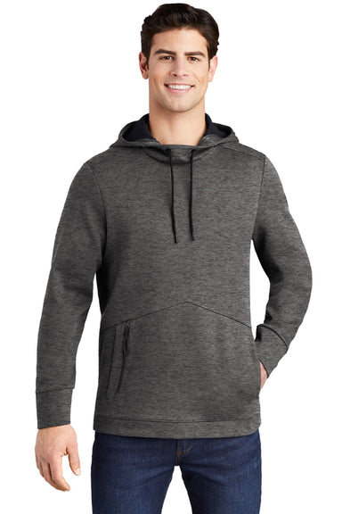 Sport-Tek ST280 Mens Triumph Fleece Hooded Sweatshirt Hoodie w/ Pouch Pocket Heather Dark Grey Model Front