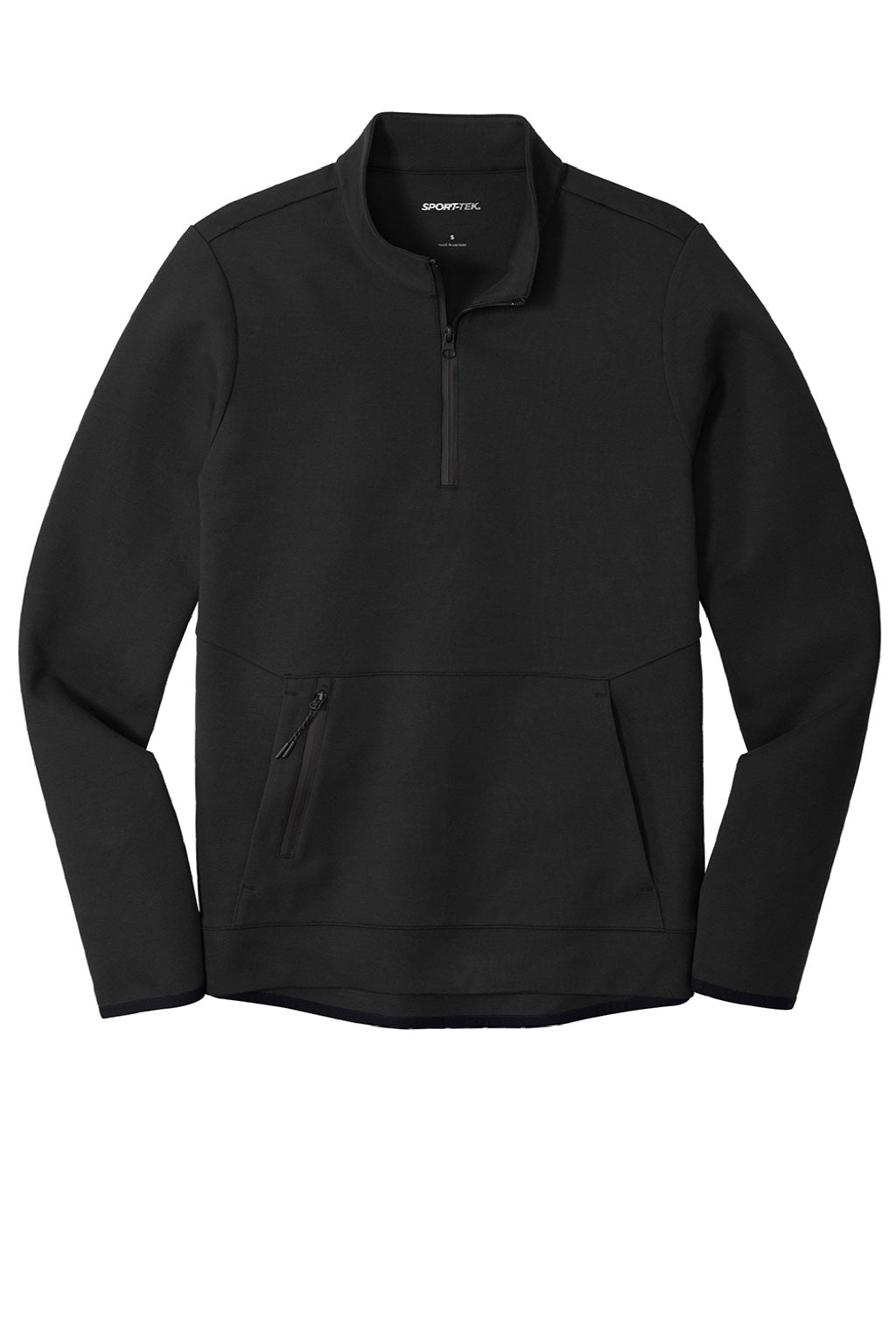 Sport-Tek ST281 Mens Triumph Fleece 1/4 Zip Sweatshirt w/ Pouch Pocket Black Flat Front