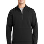 Sport-Tek Mens Triumph Fleece 1/4 Zip Sweatshirt w/ Pouch Pocket - Black