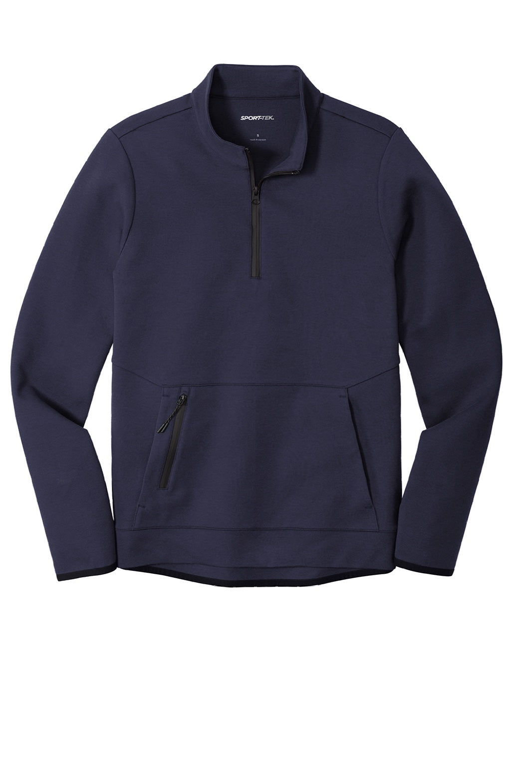 Sport-Tek ST281 Mens Triumph Fleece 1/4 Zip Sweatshirt w/ Pouch Pocket Navy Blue Flat Front