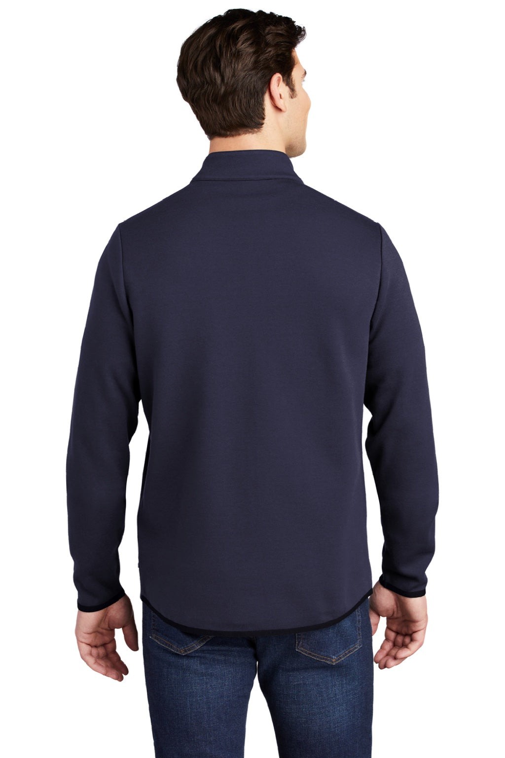 Sport-Tek ST281 Mens Triumph Fleece 1/4 Zip Sweatshirt w/ Pouch Pocket Navy Blue Model Back