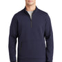 Sport-Tek Mens Triumph Fleece 1/4 Zip Sweatshirt w/ Pouch Pocket - Navy Blue