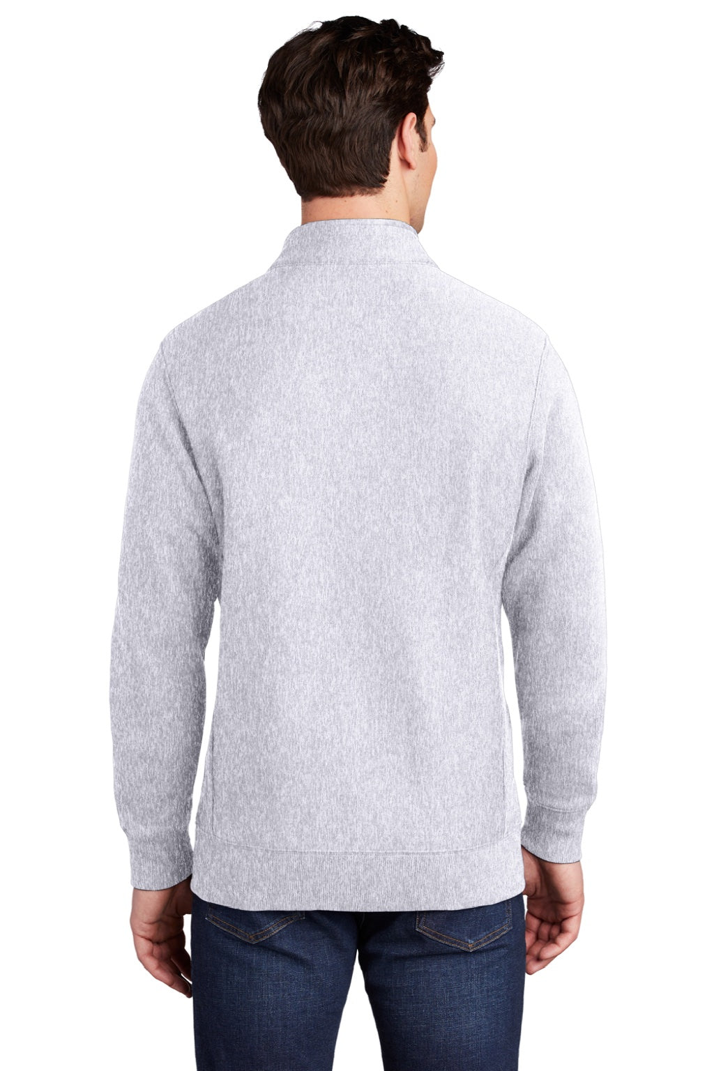 Sport-Tek ST284 Mens Full Zip Sweatshirt w/ Pockets Heather Grey Model Back