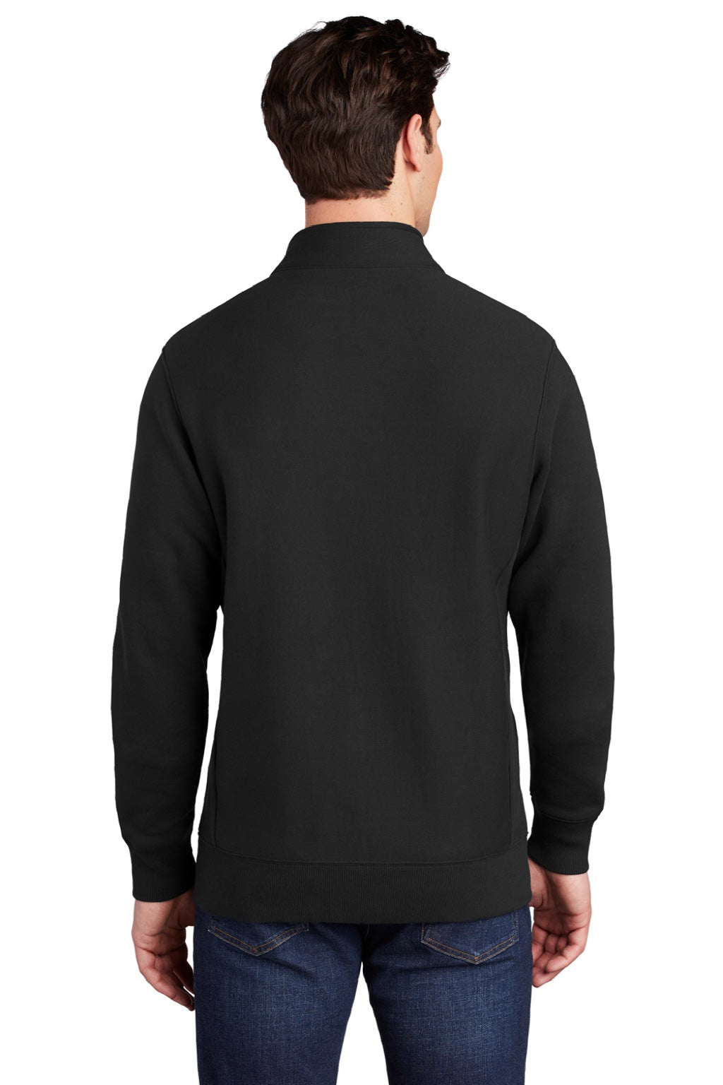 Sport-Tek ST284 Mens Full Zip Sweatshirt w/ Pockets Black Model Back