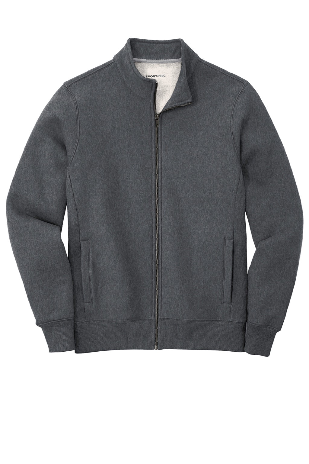 Sport-Tek ST284 Mens Full Zip Sweatshirt w/ Pockets Heather Graphite Grey Flat Front