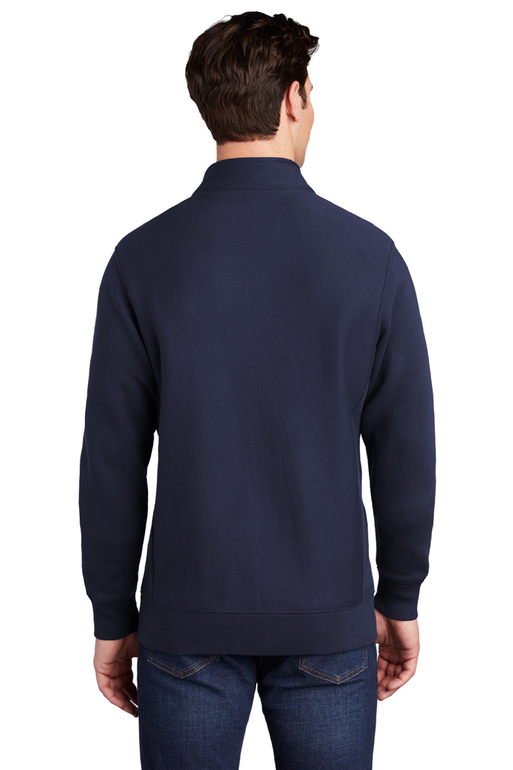 Sport-Tek ST284 Mens Full Zip Sweatshirt w/ Pockets True Navy Blue Model Back