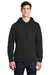 Sport-Tek ST290 Mens Repel Moisture Wicking Hooded Sweatshirt Hoodie w/ Pouch Pocket Black Model Front