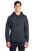 Sport-Tek ST290 Mens Repel Moisture Wicking Hooded Sweatshirt Hoodie w/ Pouch Pocket Graphite Grey Model Front