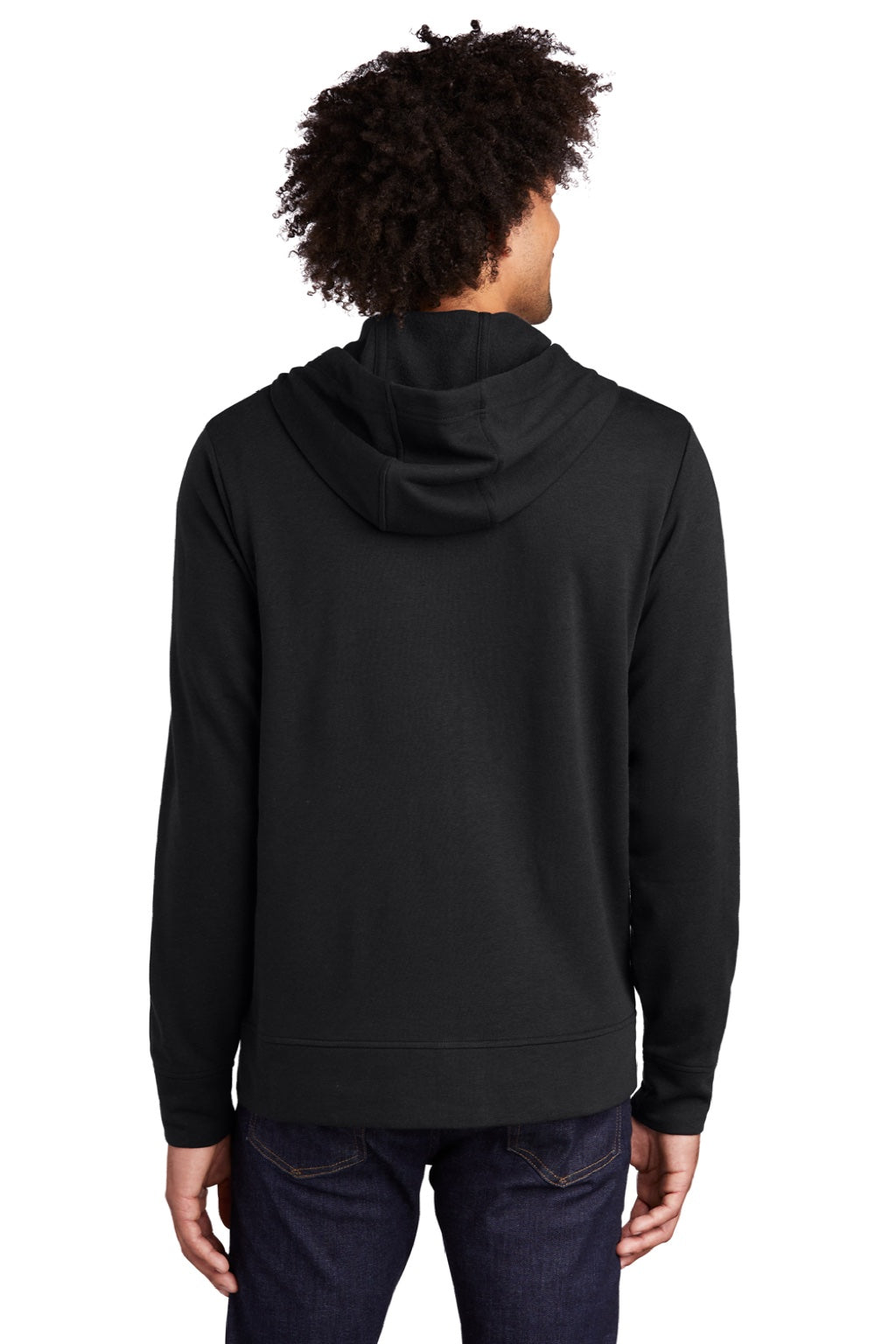 Sport-Tek ST293 Mens Moisture Wicking Fleece Full Zip Hooded Sweatshirt Hoodie w/ Pockets Black Model Back