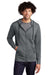 Sport-Tek ST293 Mens Moisture Wicking Fleece Full Zip Hooded Sweatshirt Hoodie w/ Pockets Heather Dark Grey Model Front