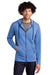 Sport-Tek ST293 Mens Moisture Wicking Fleece Full Zip Hooded Sweatshirt Hoodie w/ Pockets Heather True Royal Blue Model Front