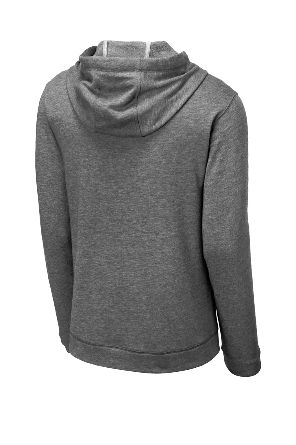 Sport-Tek ST296 Mens Moisture Wicking Fleece Hooded Sweatshirt Hoodie w/ Pouch Pocket Heather Dark Grey Flat Back