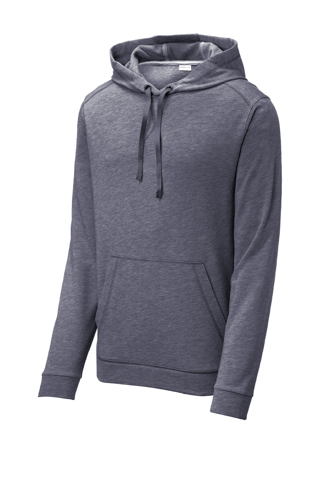 Sport-Tek ST296 Mens Moisture Wicking Fleece Hooded Sweatshirt Hoodie w/ Pouch Pocket Heather True Navy Blue Flat Front