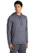Sport-Tek ST296 Mens Moisture Wicking Fleece Hooded Sweatshirt Hoodie w/ Pouch Pocket Heather True Navy Blue Model 3q