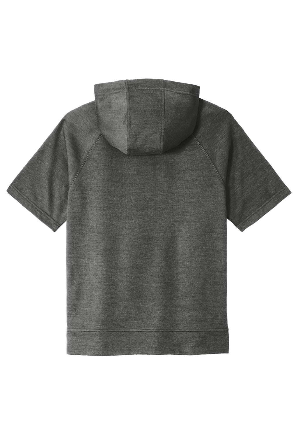 Sport-Tek ST297 Mens Moisture Wicking Fleece Short Sleeve Hooded Sweatshirt Hoodie w/ Pouch Pocket Heather Dark Grey Flat Back