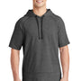 Sport-Tek Mens Moisture Wicking Fleece Short Sleeve Hooded Sweatshirt Hoodie w/ Pouch Pocket - Heather Dark Grey - Closeout