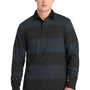 Sport-Tek Mens Classic Rugby Long Sleeve Polo Shirt - Black/Graphite Grey