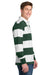 Sport-Tek ST301 Mens Classic Rugby Long Sleeve Polo Shirt Forest Green/White Model Side
