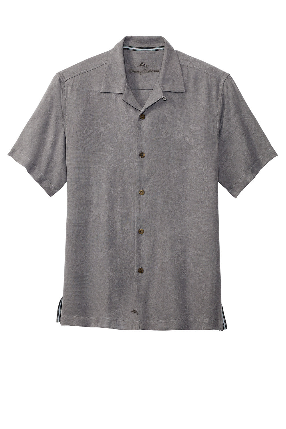 Tommy Bahama ST325384TB Mens Tropic Isles Short Sleeve Button Down Shirt Shadow Grey Flat Front