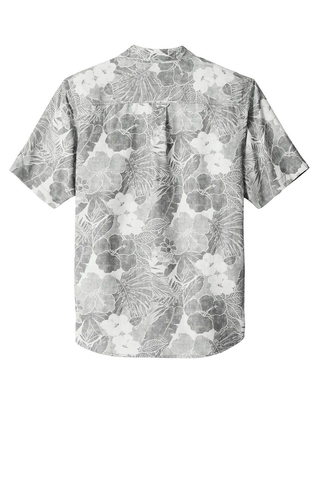 Tommy Bahama ST325929TB Mens Coconut Point Playa Flora Moisture Wicking Short Sleeve Button Down Shirt Light Grey Flat Back