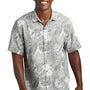 Tommy Bahama Mens Coconut Point Playa Flora Moisture Wicking Short Sleeve Button Down Shirt - Light Grey