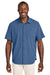 Tommy Bahama ST326815TB Mens Sandy Point Moisture Wicking Short Sleeve Button Down Shirt w/ Pocket Classic Blue Model Front