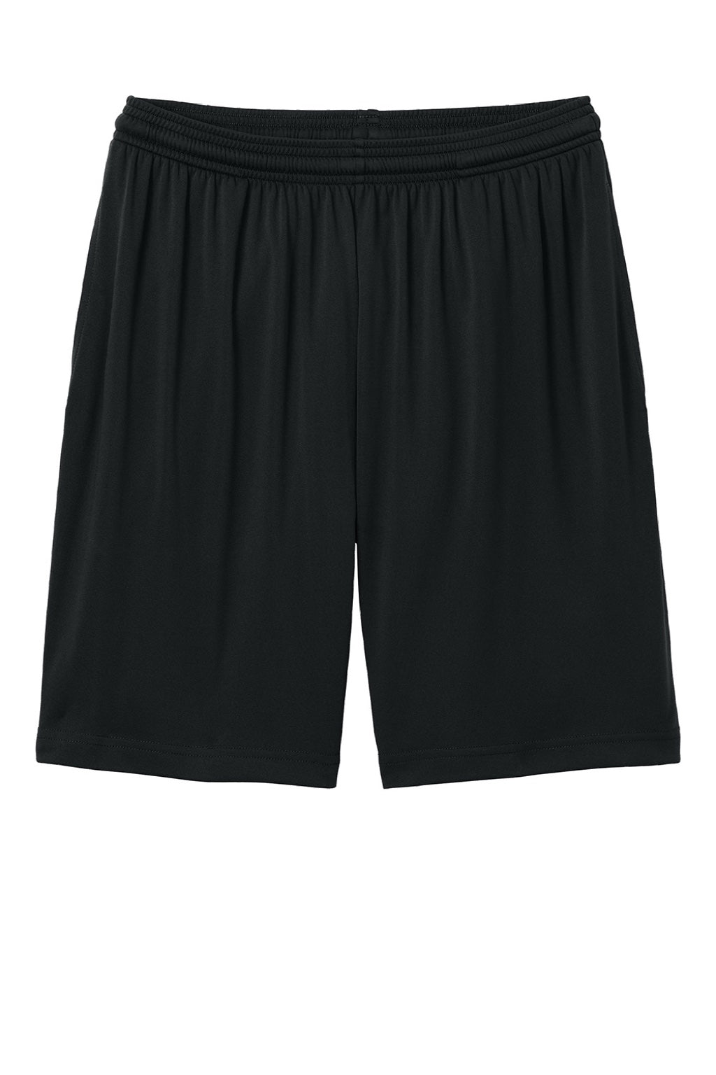 Sport-Tek ST349P Mens Moisture Wicking Competitor Athletic Shorts w/ Pockets Black Flat Front
