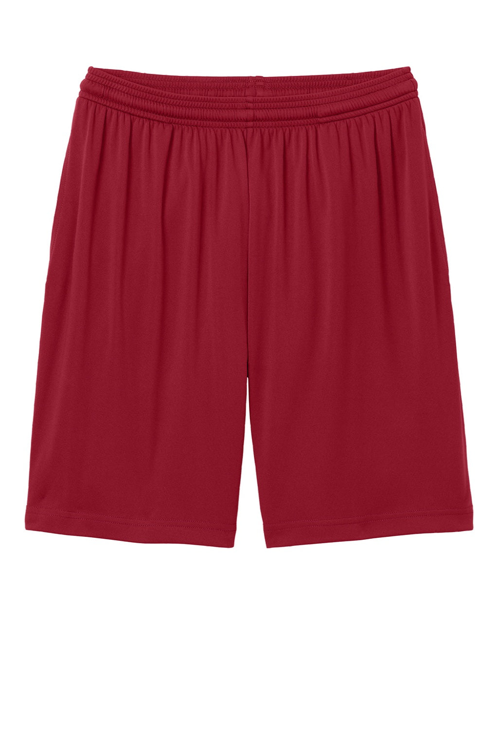 Sport-Tek ST349P Mens Moisture Wicking Competitor Athletic Shorts w/ Pockets Deep Red Flat Front
