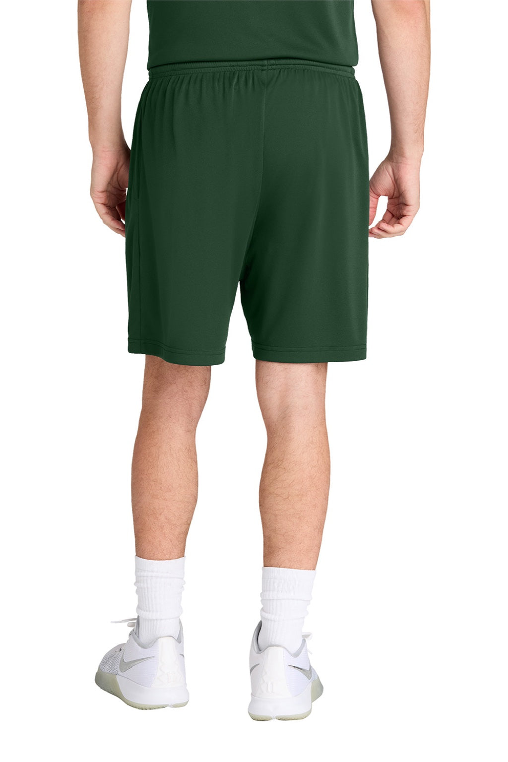 Sport-Tek ST349P Mens Moisture Wicking Competitor Athletic Shorts w/ Pockets Forest Green Model Back