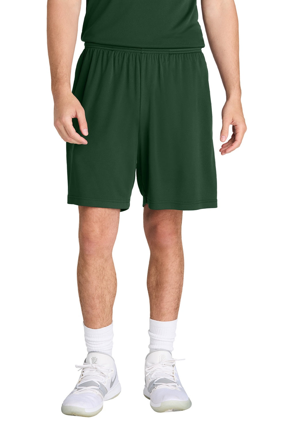 Sport-Tek ST349P Mens Moisture Wicking Competitor Athletic Shorts w/ Pockets Forest Green Model Front