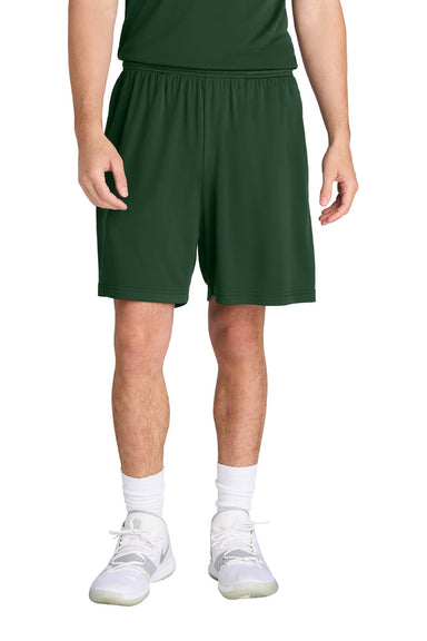 Sport-Tek ST349P Mens Moisture Wicking Competitor Athletic Shorts w/ Pockets Forest Green Model Front