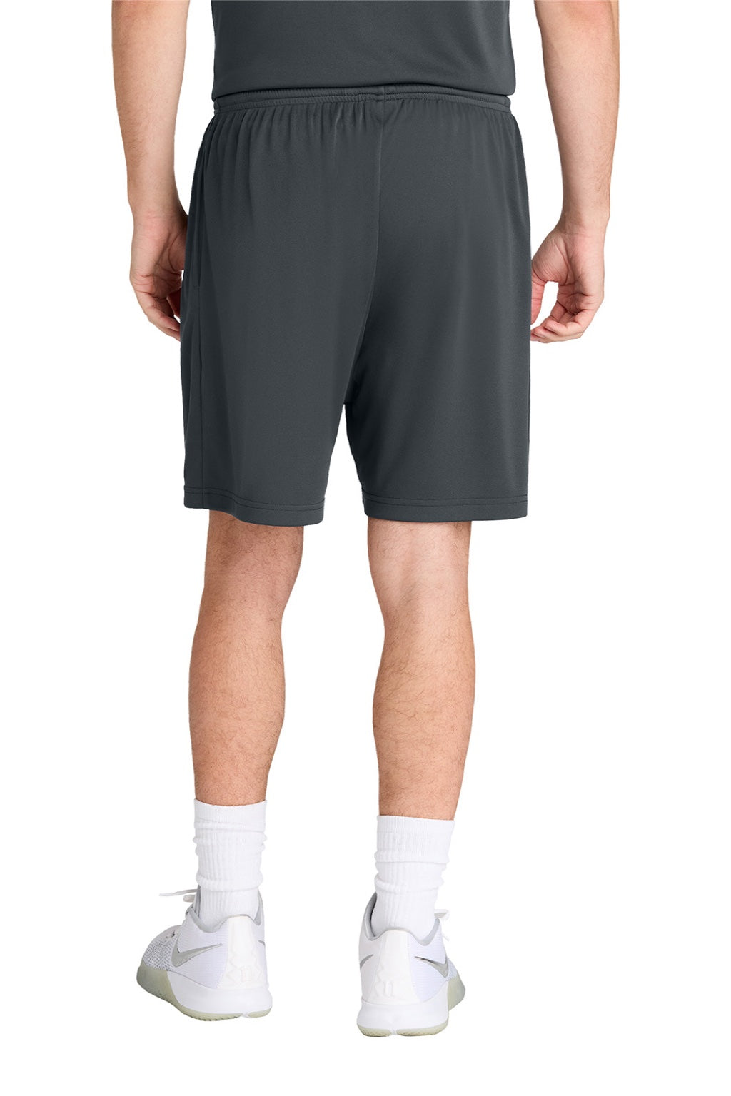 Sport-Tek ST349P Mens Moisture Wicking Competitor Athletic Shorts w/ Pockets Iron Grey Model Back