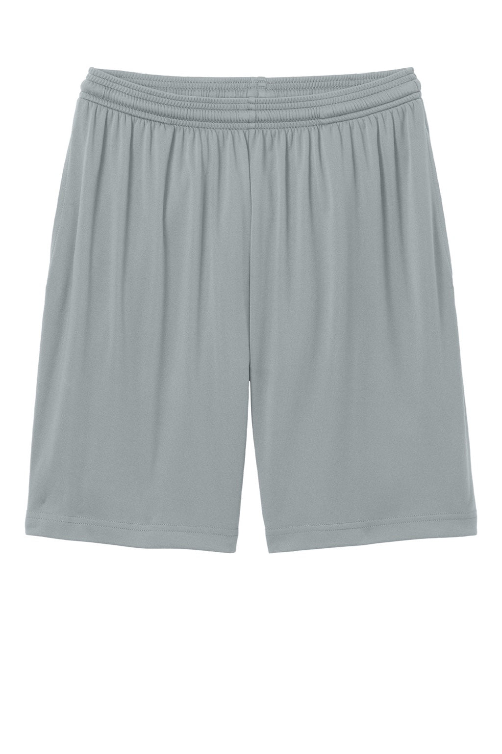 Sport-Tek ST349P Mens Moisture Wicking Competitor Athletic Shorts w/ Pockets Silver Grey Flat Front