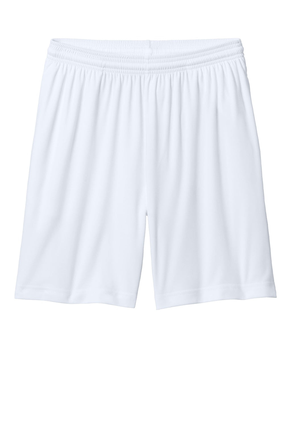 Sport-Tek ST349P Mens Moisture Wicking Competitor Athletic Shorts w/ Pockets White Flat Front