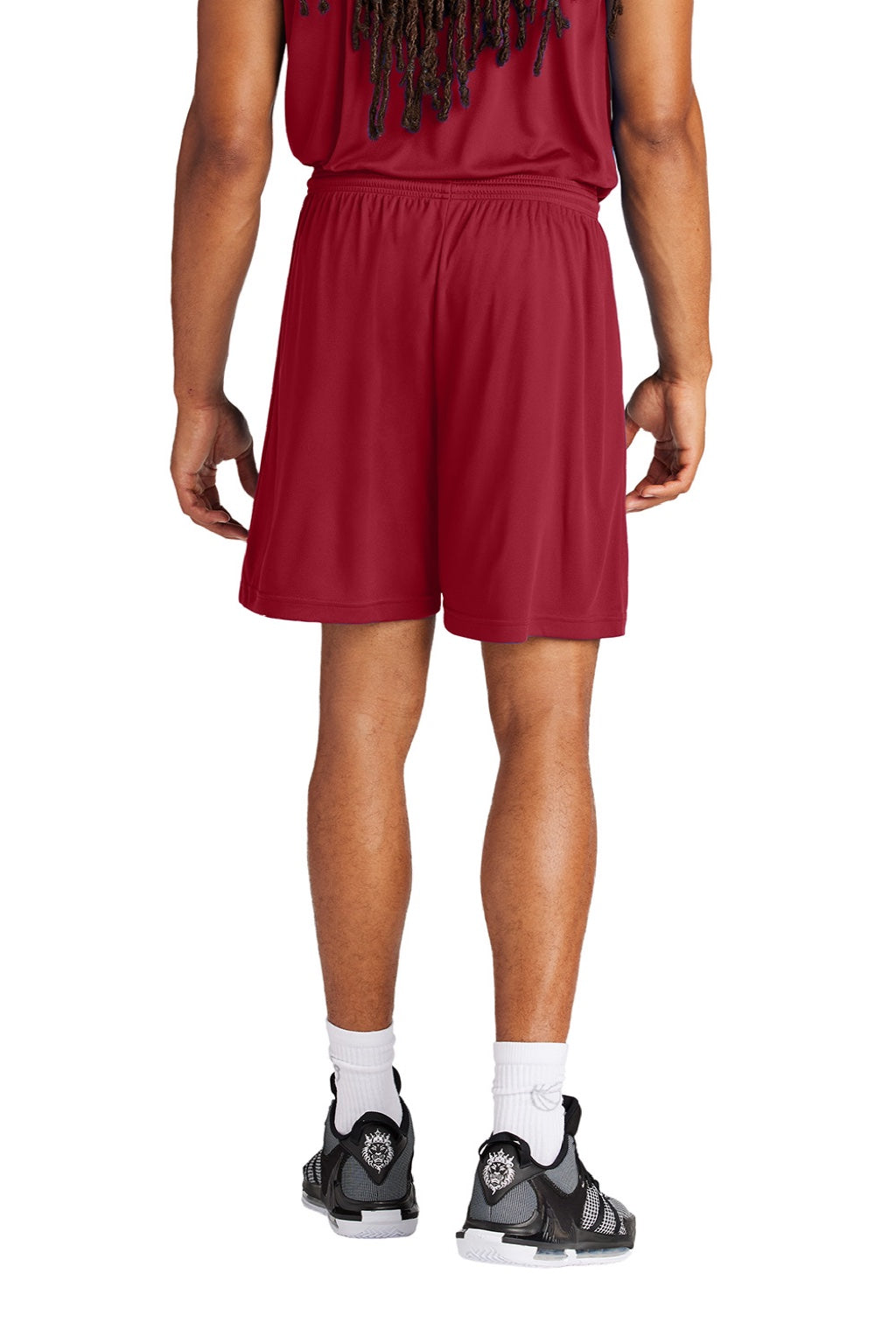 Sport-Tek ST349 Mens Moisture Wicking Competitor Athletic Shorts Deep Red Model Back