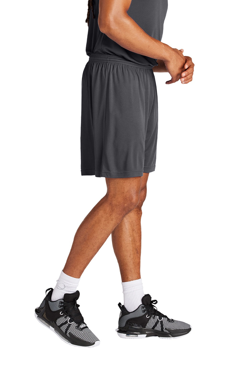 Sport-Tek ST349 Mens Moisture Wicking Competitor Athletic Shorts Iron Grey Model Side